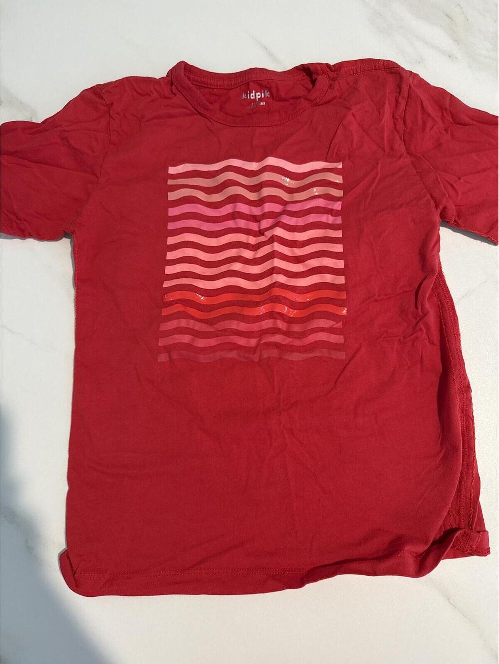 kidpik Boys Red Waves Graphic Tee Large